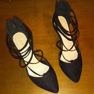 Women's Size 8.5 Black Suede Wedge Heels